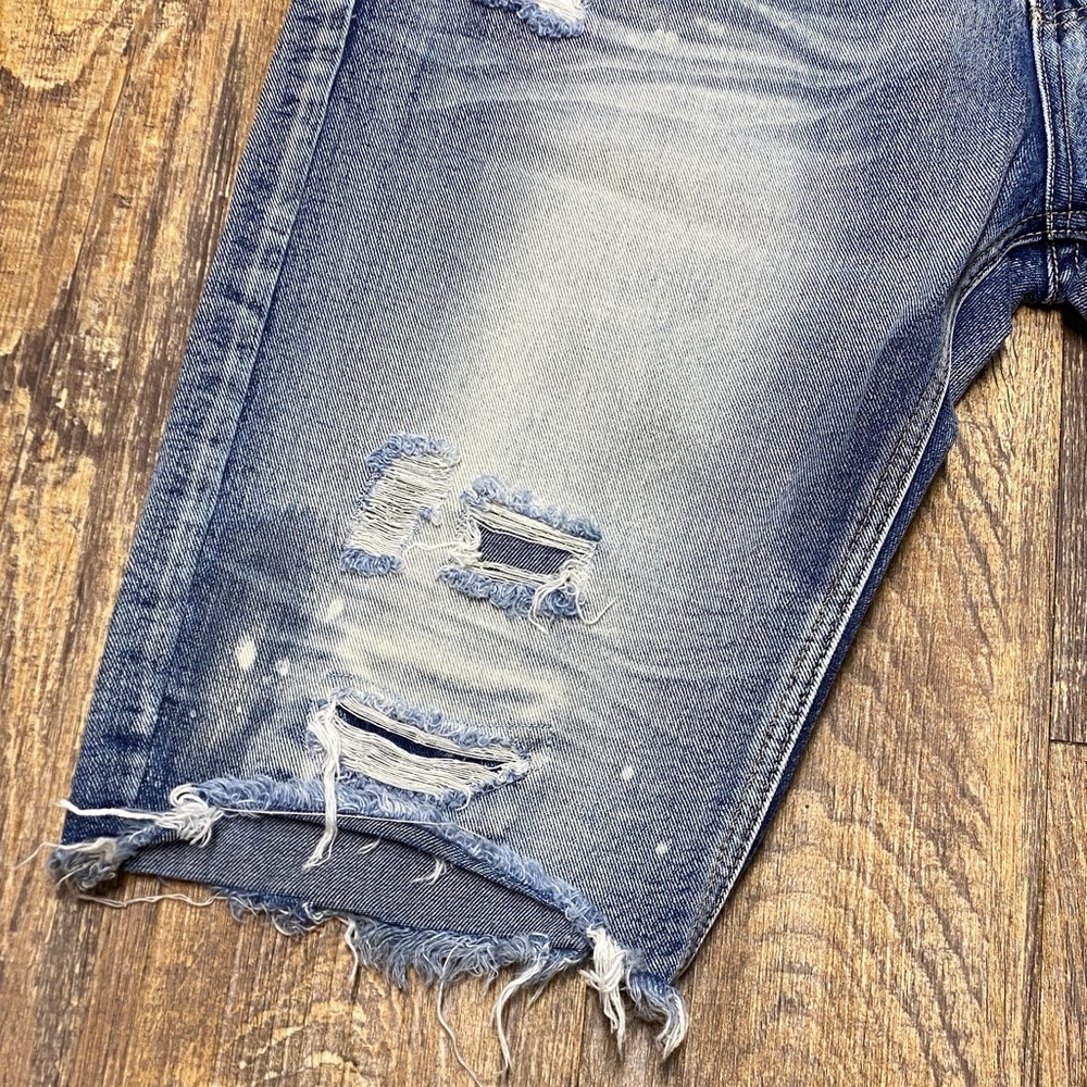 Smoke Rise size 38 Distressed destroyed bleach wash‎ Blue Denim Shorts cotton - Picture 6 of 13